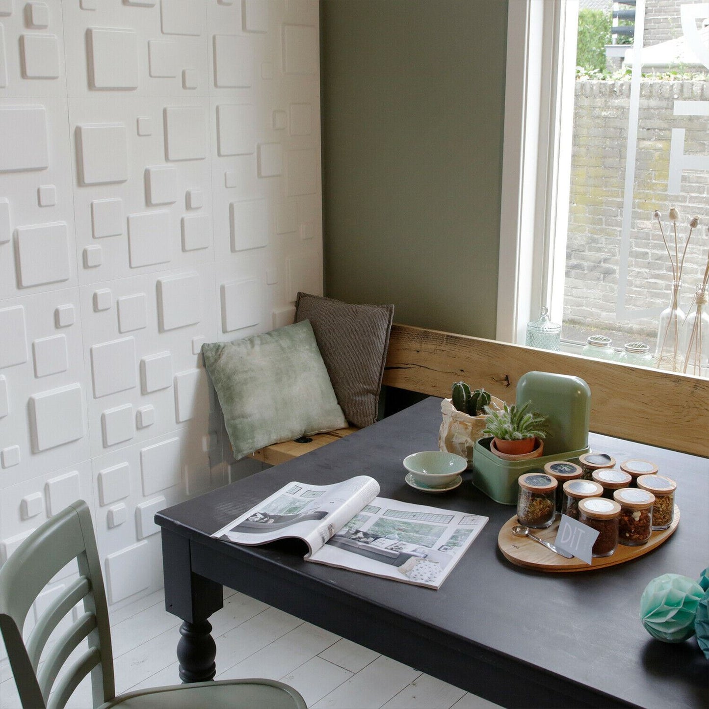 W3DP0008 - GA-WA09 Squares Eco Friendly 3D Wall Panels Decorative Tiles - 50x50 cm - 12 Boards (for 3 sqm2)