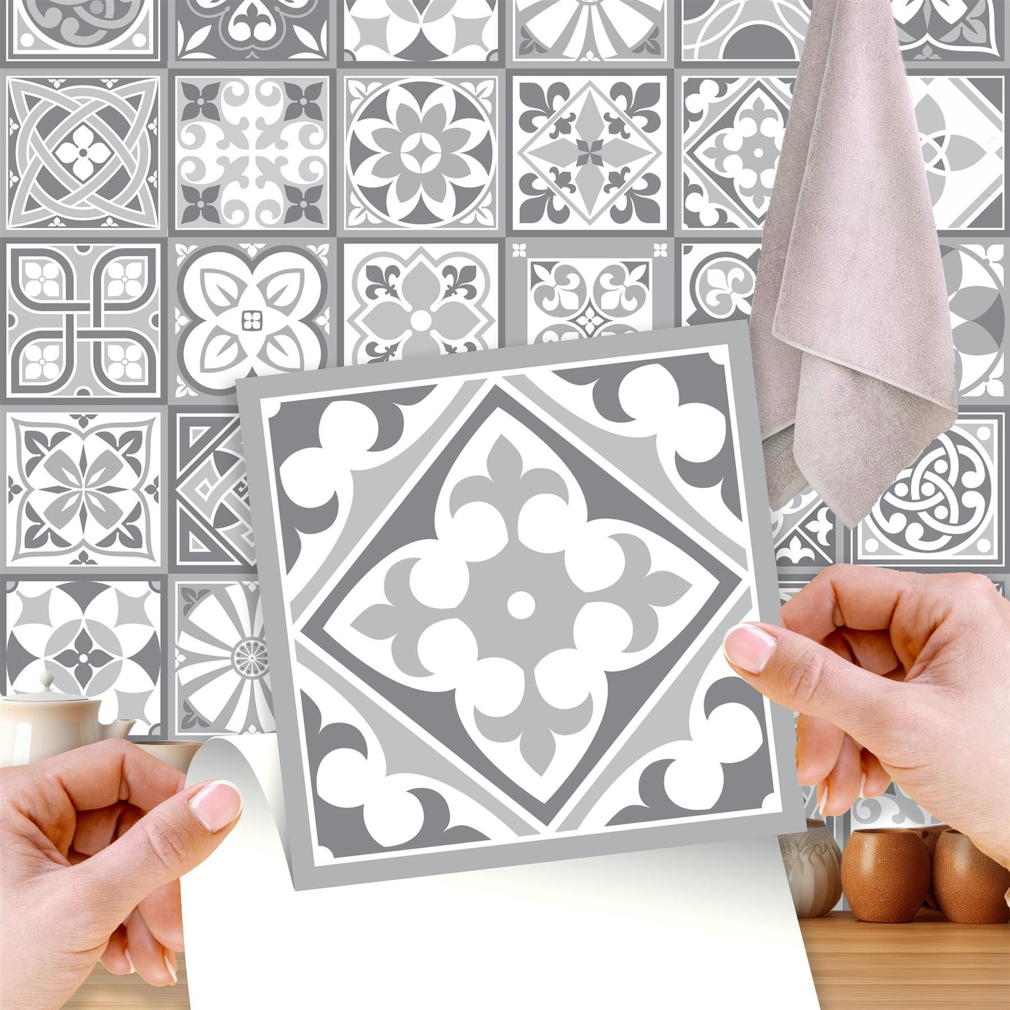 WT1531 - Purbeck Stone Tiles Wall Stickers - 15 cm x 15 cm - 24 pcs.