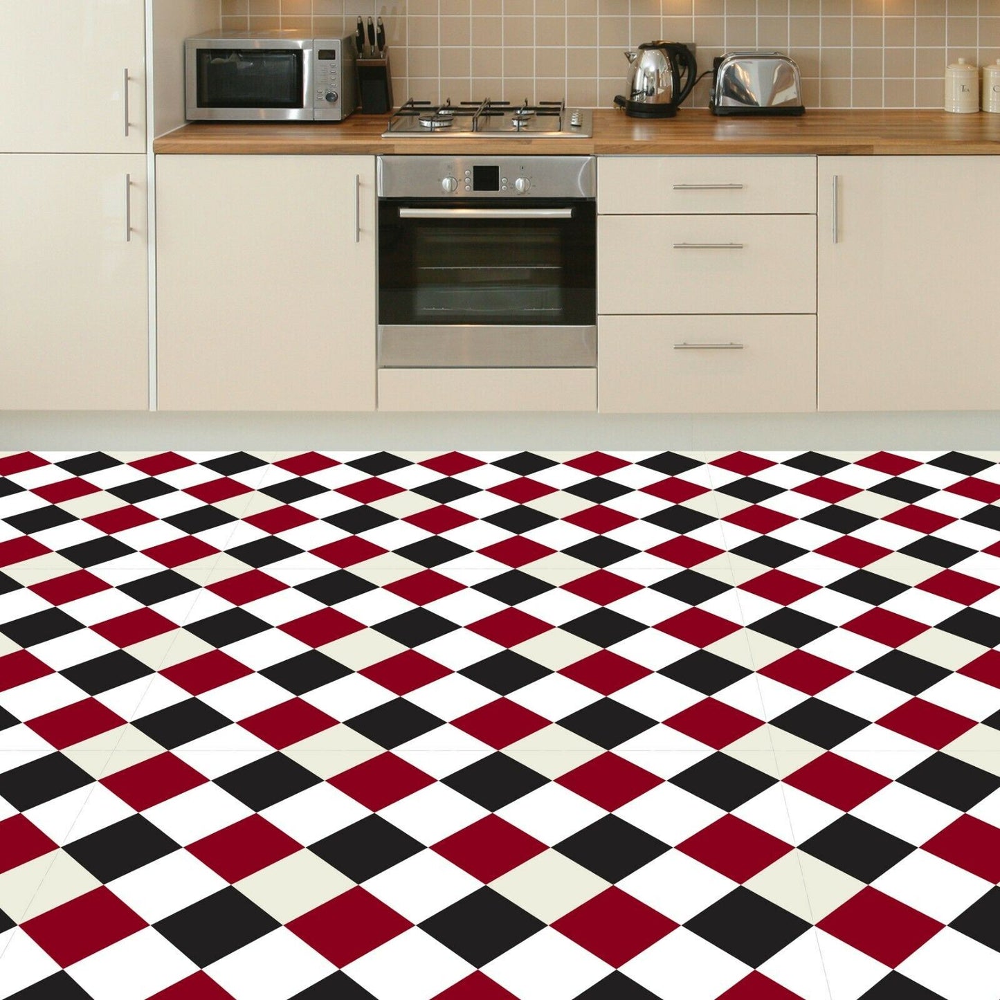 WFS6025 - Victorian Diamond Tiles Floor Stickers 120cm x 60 cm