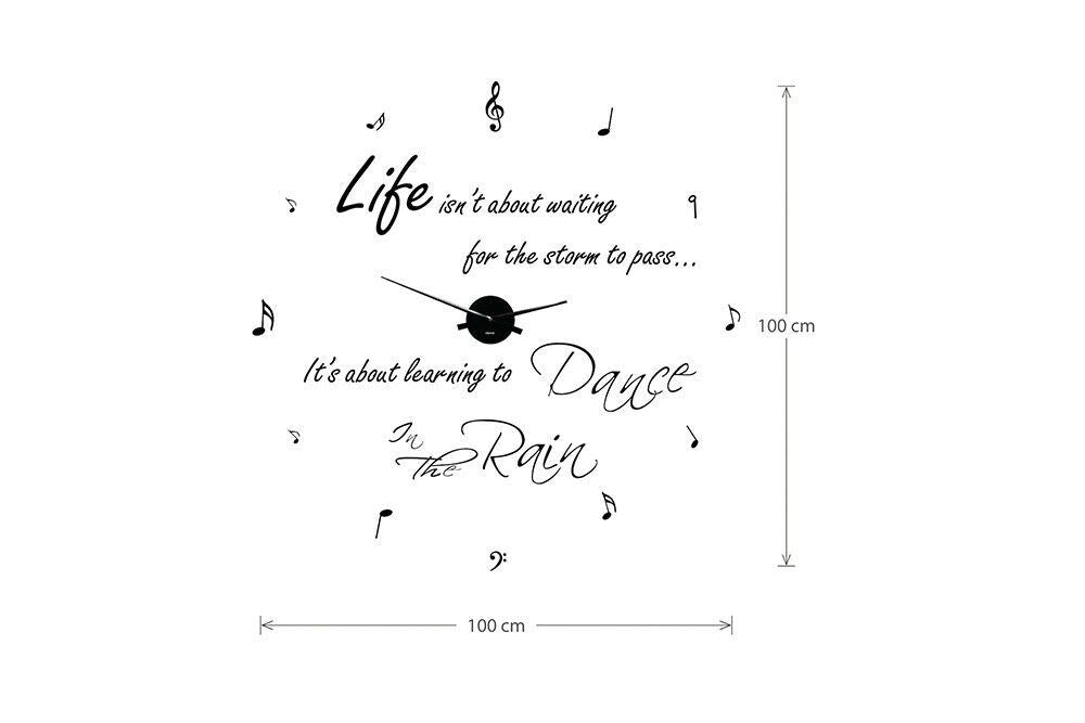 WC2109 - COM - WS4003 + WC2050 - Dance in The Rain Quote Wall Clock
