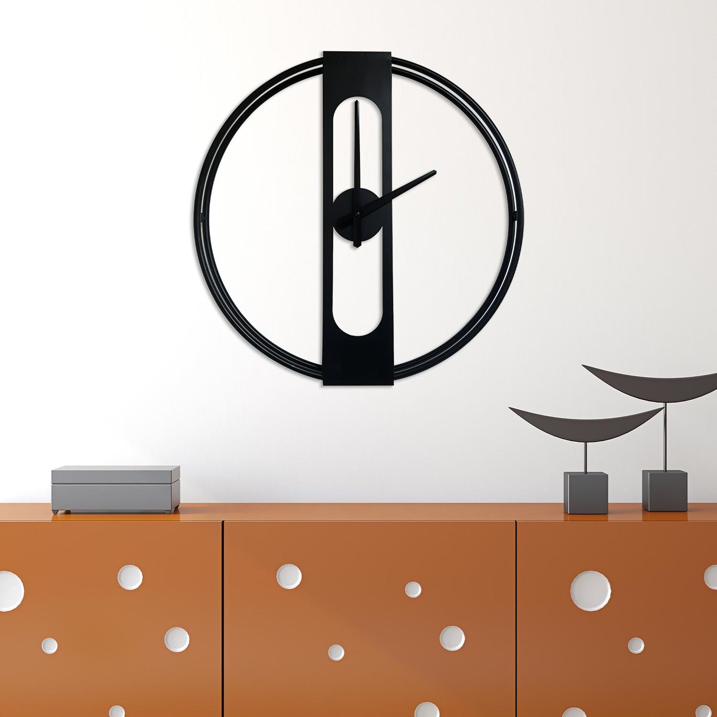 WC2144 - Minimalist Black Modern Metal Wall Clock - 50 cm / 19.6 in
