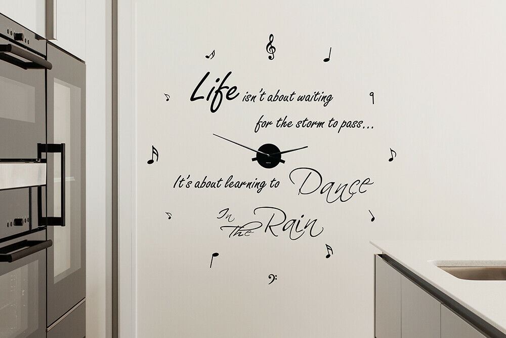 WC2109 - COM - WS4003 + WC2050 - Dance in The Rain Quote Wall Clock