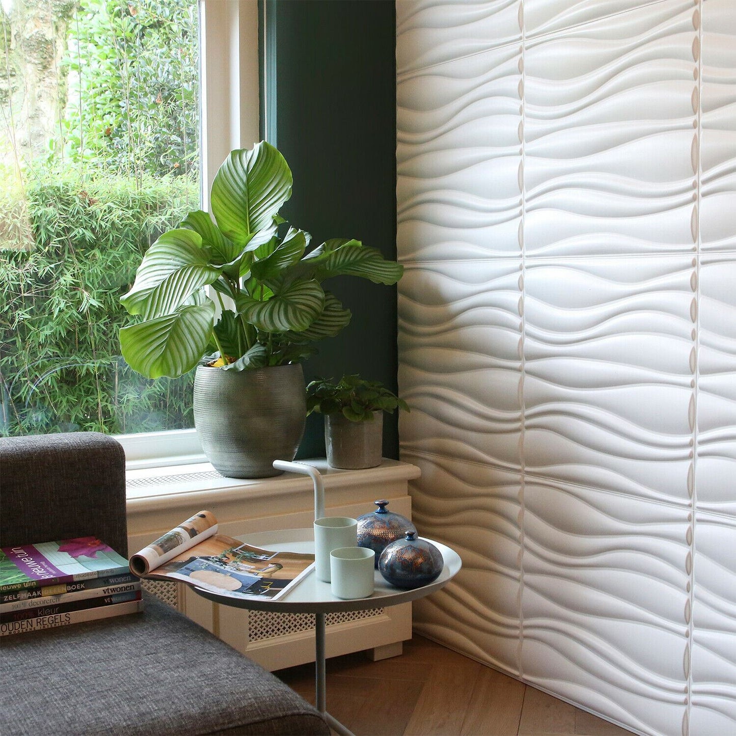 W3DP0004 - GA- WA04 Waves Eco Friendly 3D Wall Panels Decorative Tiles - 50x50 cm - 12 Boards (for 3 sqm2)