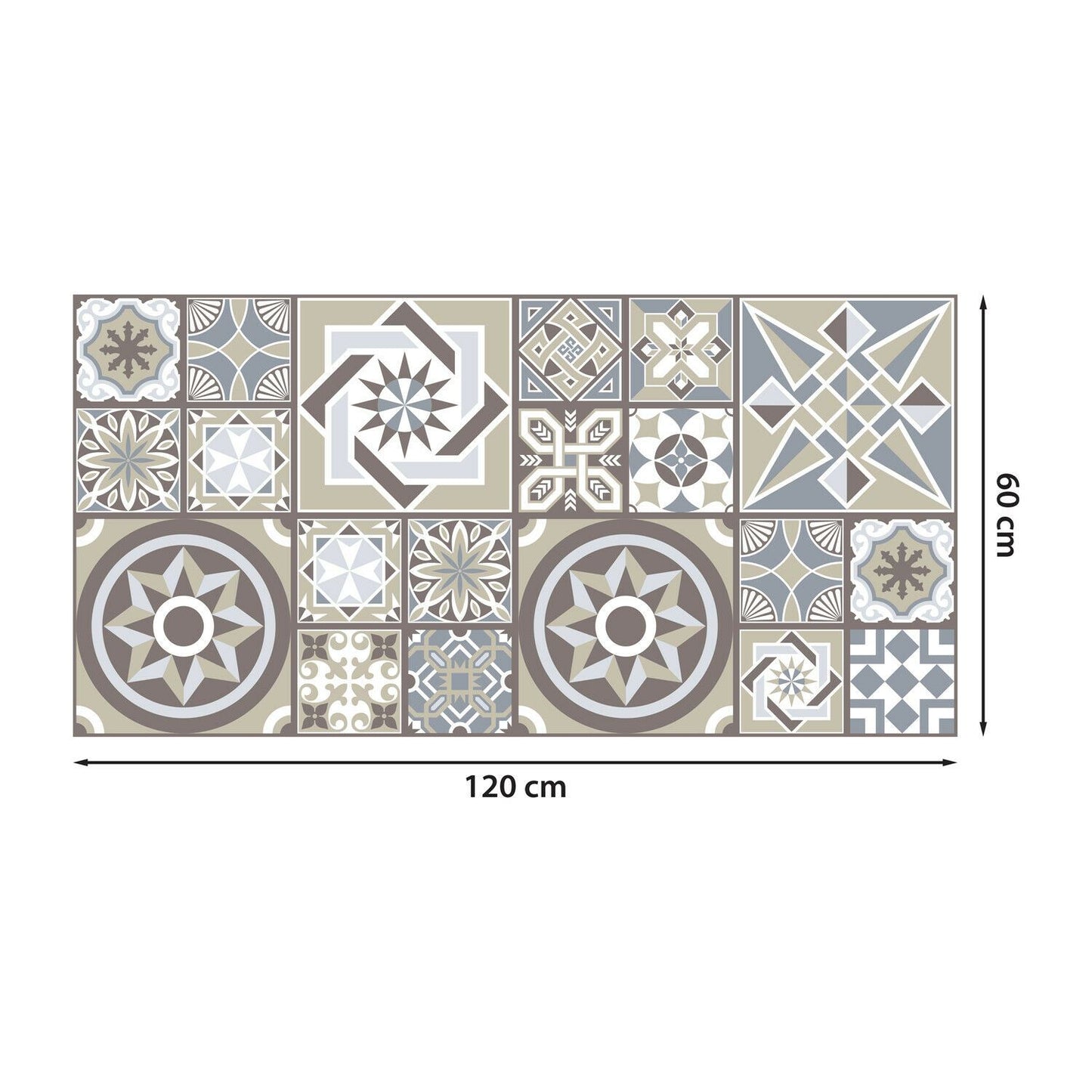 WFS6011 - Limestone Spanish Tiles Melange Floor Sticker 120cm x 60 cm
