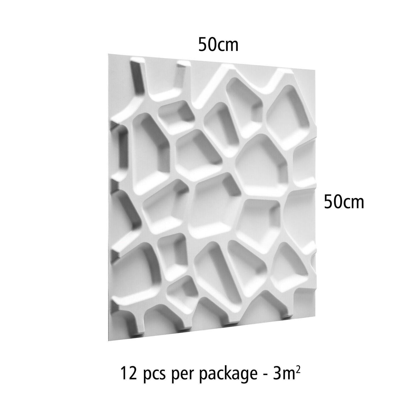 W3DP0001 - GA-WA01 Gaps Eco Friendly 3D Wall Panels Decorative Tiles - 50x50 cm - 12 Boards (for 3 sqm2)