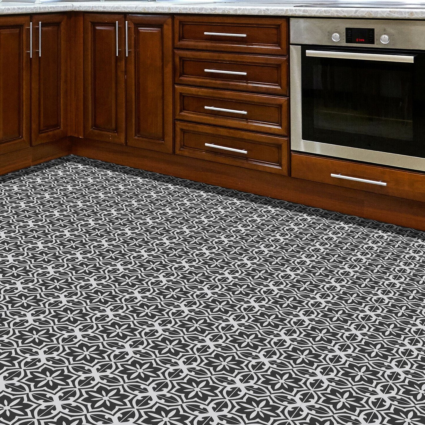 WFS6017 - Medieval Art Seamless Floral Pattern Tiles Floor Stickers 120cm x 60 cm