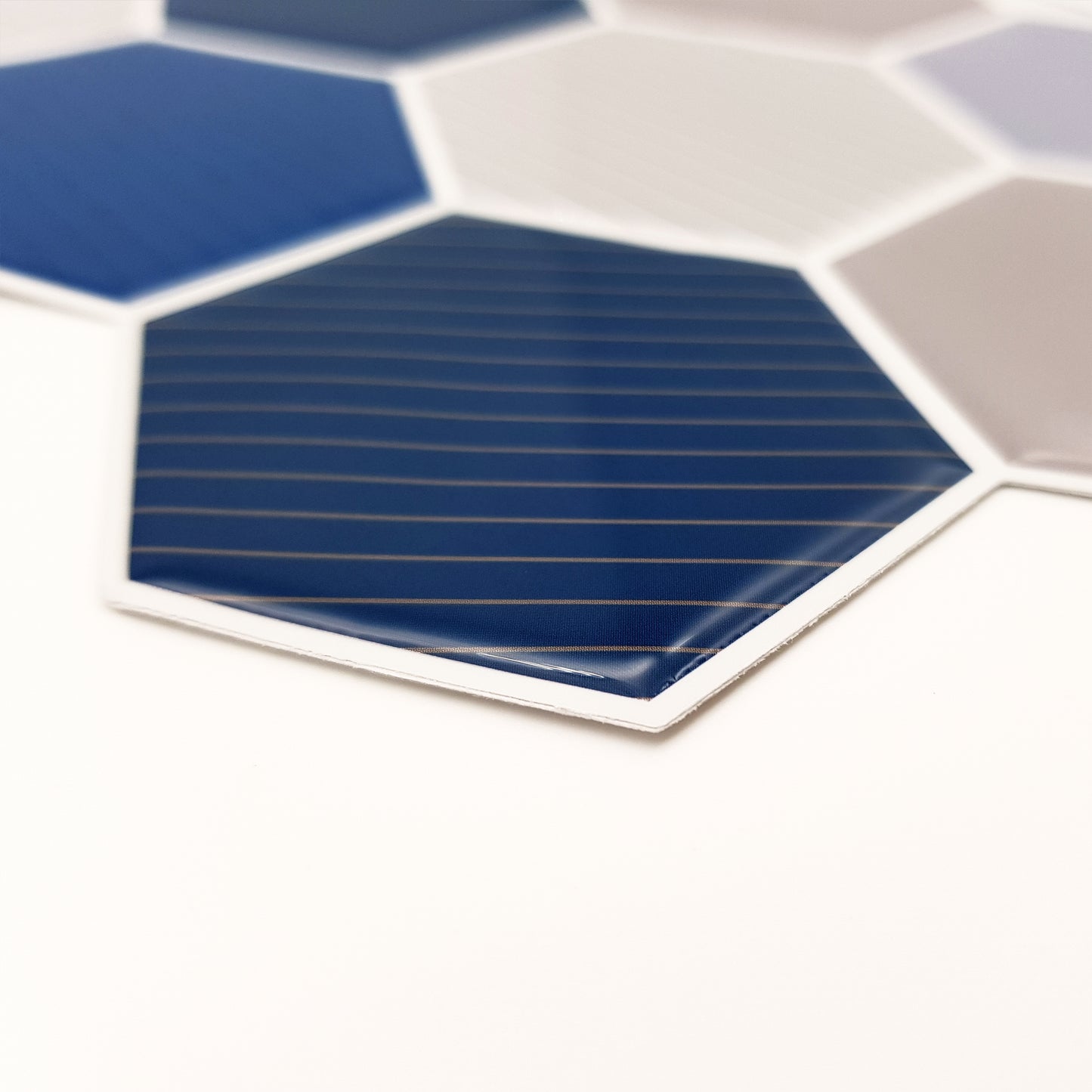 Honey Hexa Blue and Cream Glossy 3D Tile Stickers 30.5 x 15.4cm (12 x 6 in) - 12 pcs in a pack