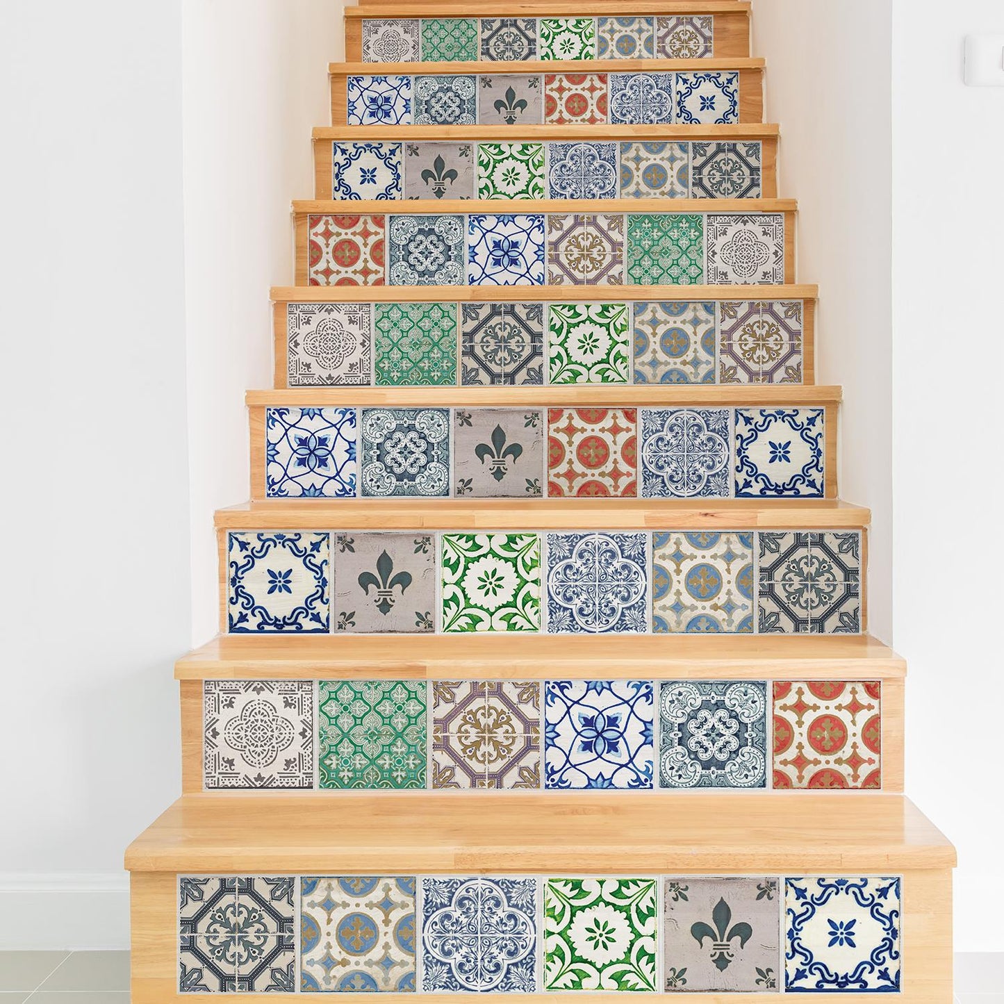 WT1522 Vintage Porcelain Tiles Mix Wall Stickers - 15 cm x 15 cm - 24 pcs.