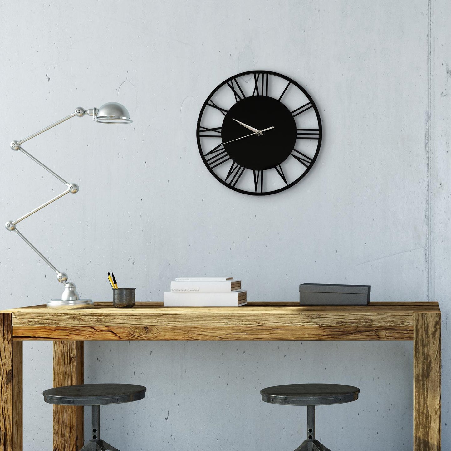 WC2134 - Acrylic Gloss Roman Wall Clock Black - 30 cm / 11.8 in