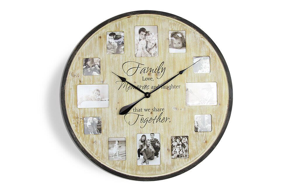 WC2124 - Family Photo Frame Timber Wall Clock - 70 cm / 27.5 in