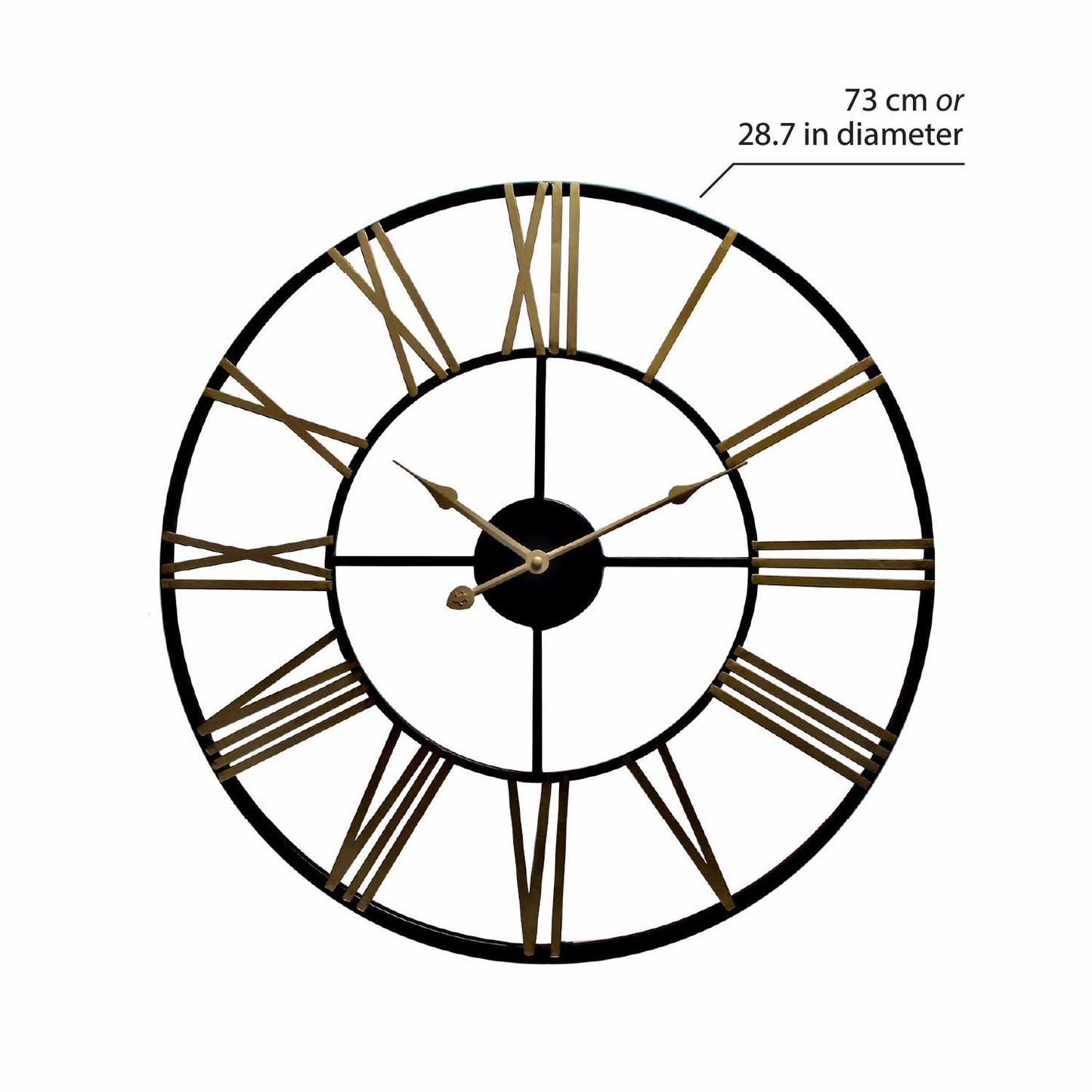 WC2129 - Rustic Industrial Slim Black and Gold Iron Wall Clock - 73 cm / 28.7 in