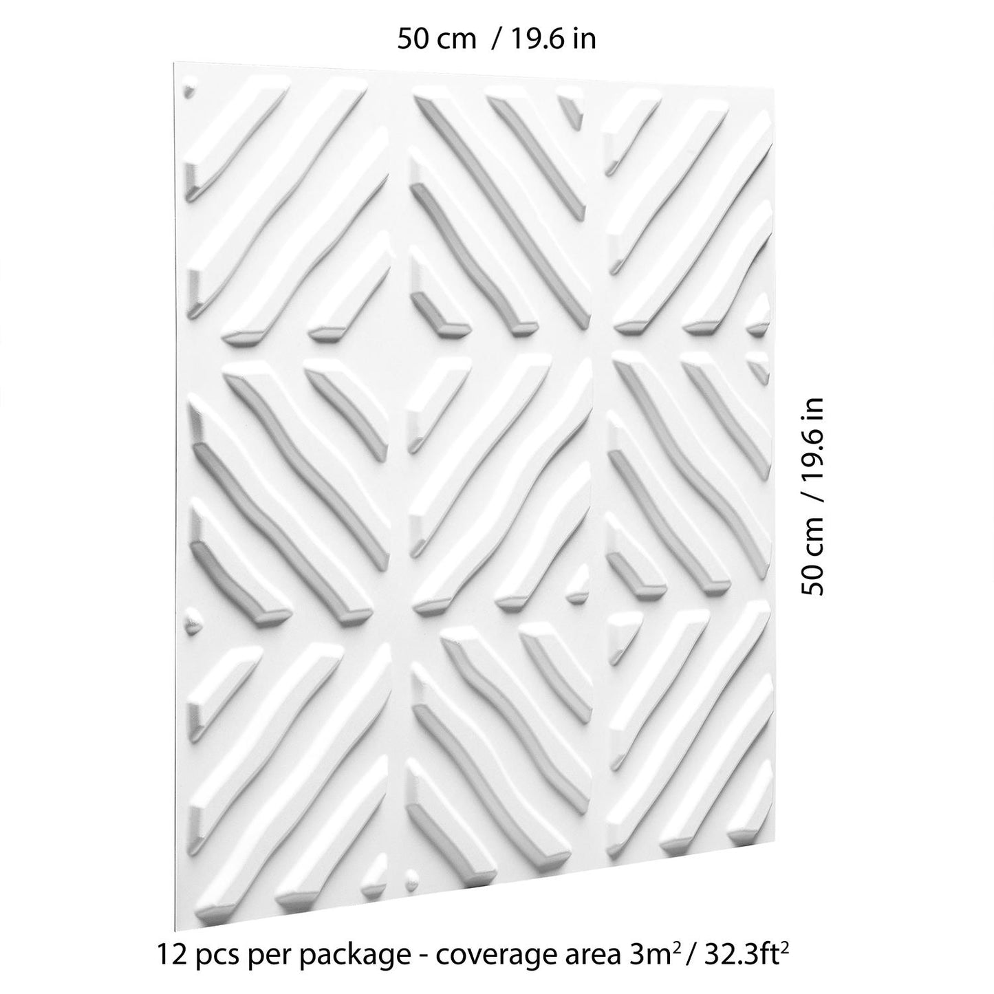 W3DPGAWA32 - Noah Eco Friendly 3D Wall Panels Decorative Tiles - 50x50 cm - 12 Boards (for 3 sqm2)