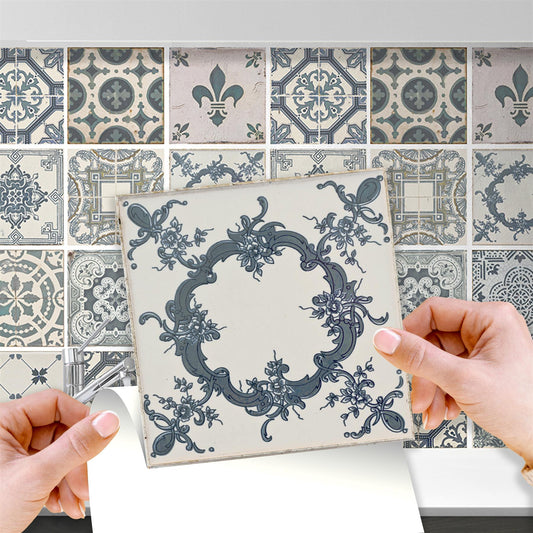 WT1512 - Vintage Azulejo Tiles Wall Stickers - 15 x 15 cm - 24 pcs.