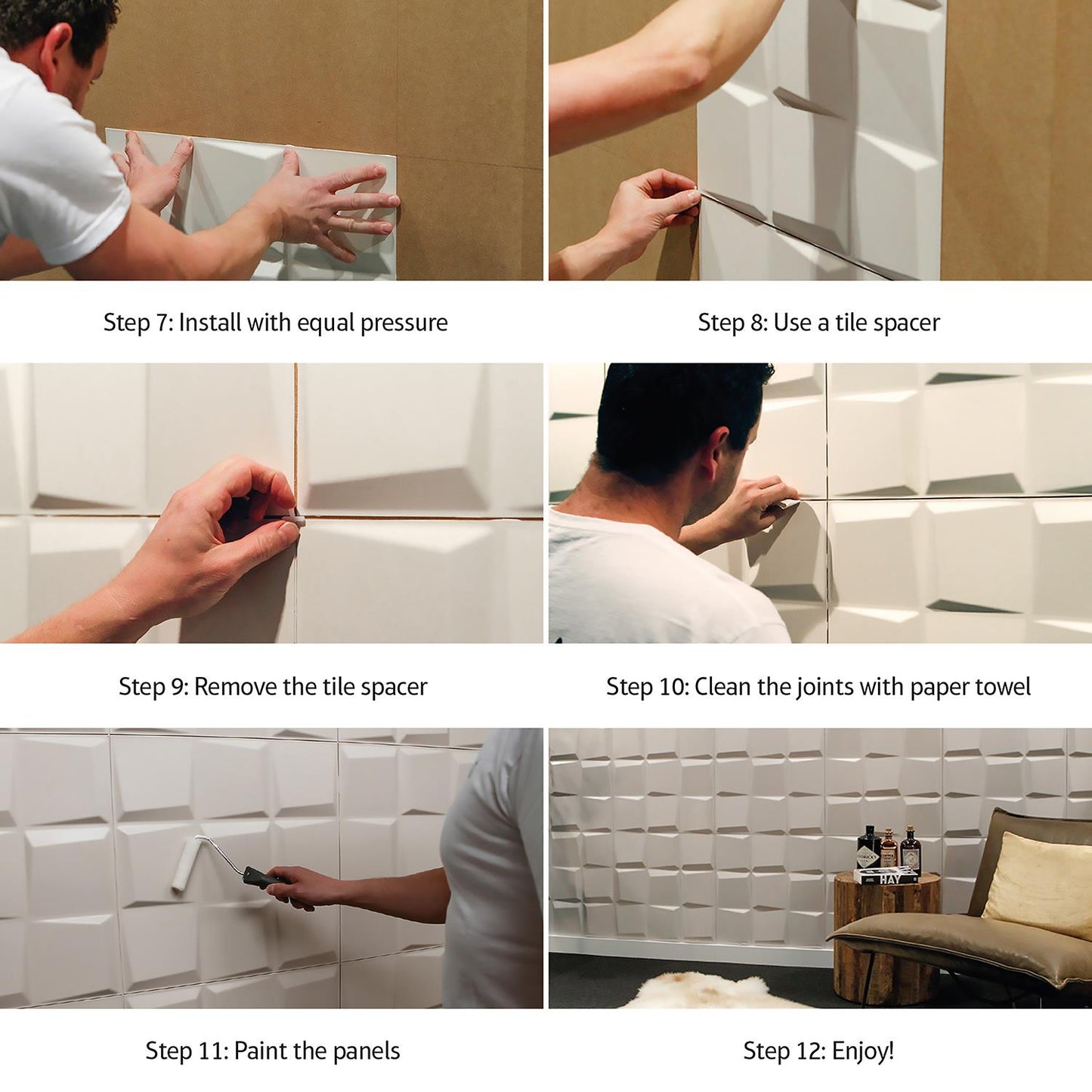W3DPGAWA32 - Noah Eco Friendly 3D Wall Panels Decorative Tiles - 50x50 cm - 12 Boards (for 3 sqm2)