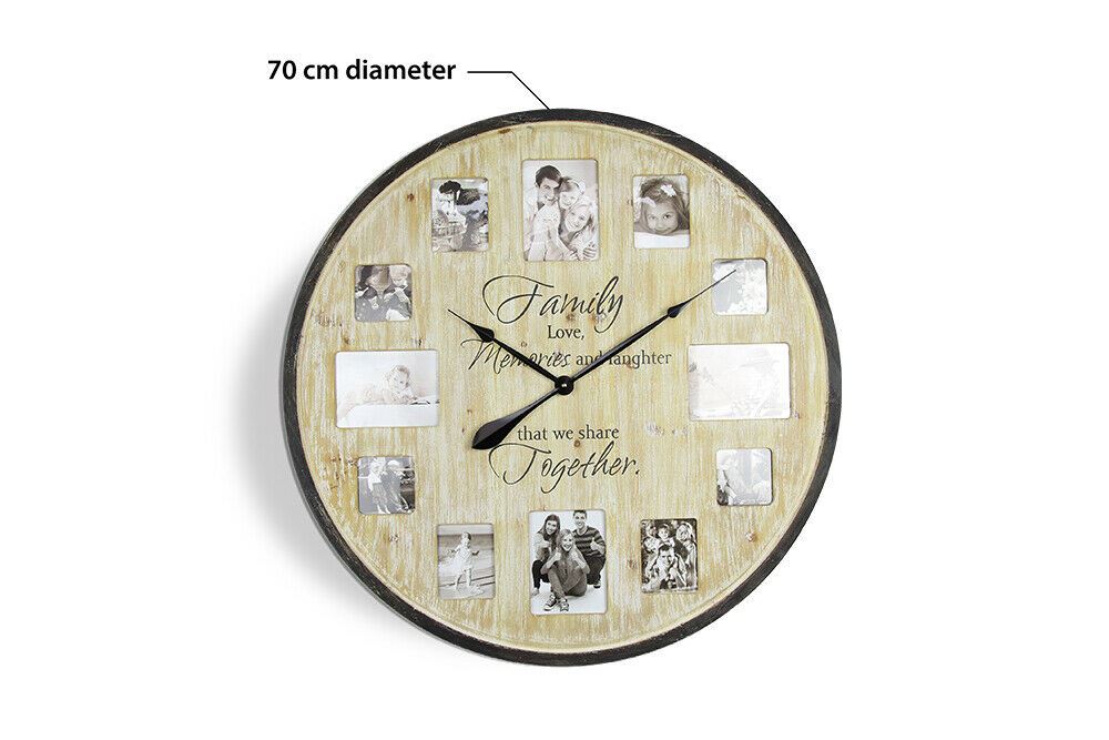 WC2124 - Family Photo Frame Timber Wall Clock - 70 cm / 27.5 in