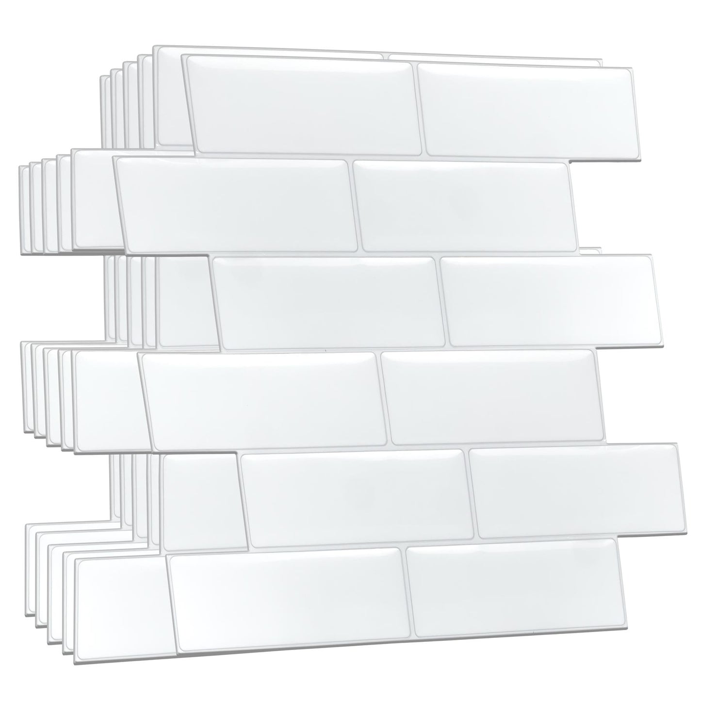 WT3D1805 - Pure White Mosaic 3D Tile Sticker 30.5 x 15.4cm (12 x 6 in) - 20pcs in a pack