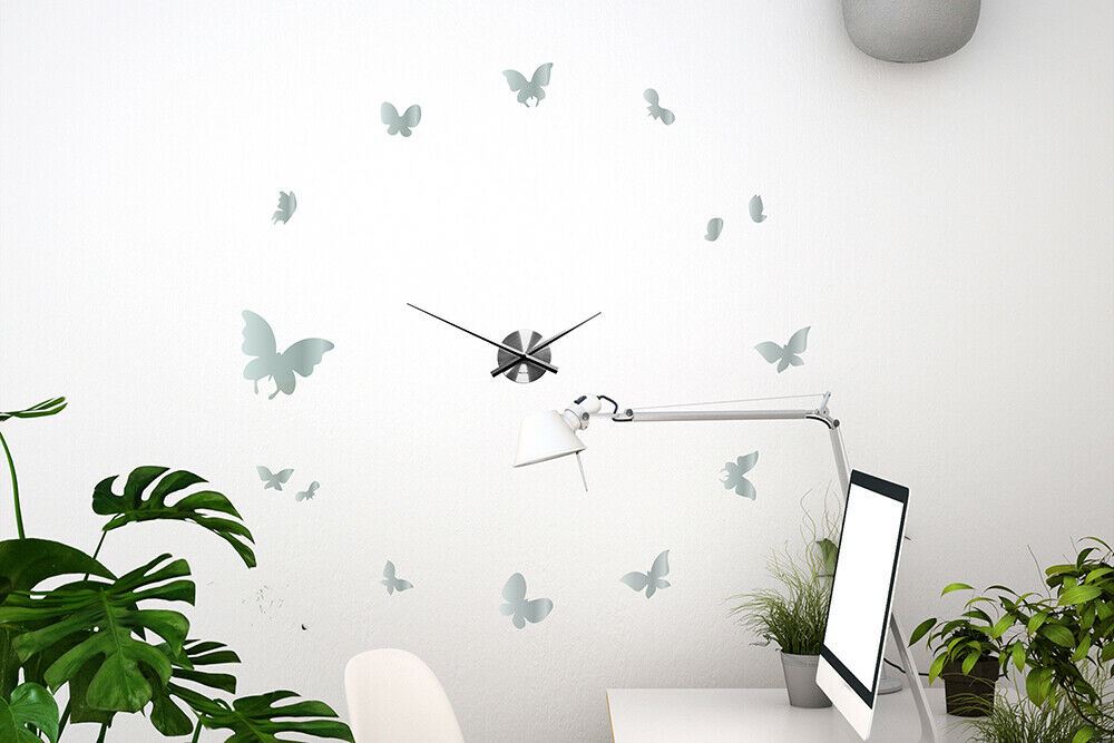 WC2117 - COM - WSM2057 + WC2051 - Butterflies Mirror Wall Clock