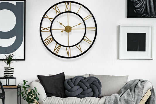 WC2132 - Walplus Black & Gold Roman Wall Clock - 76 cm / 30 in