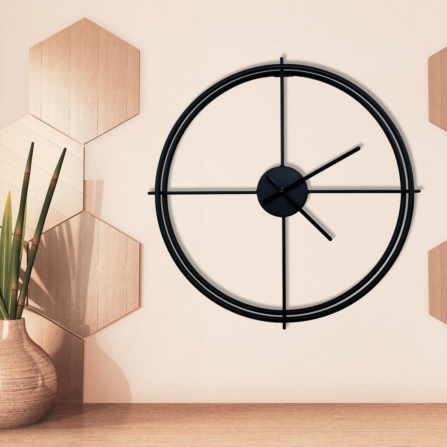 WC2138 - Black Larry's Minimalist Iron Wall Clock - 50 cm / 19.7 in