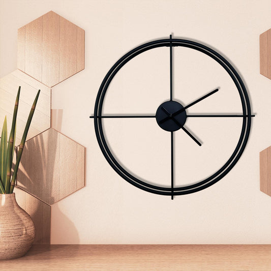 WC2138 - Black Larry's Minimalist Iron Wall Clock - 50 cm / 19.7 in