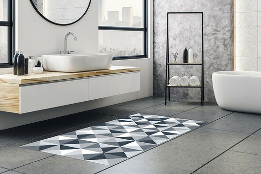 WFM6132 - Abstract Geometric Pattern Ash Color Palette Rug Mat 120cm x 60 cm