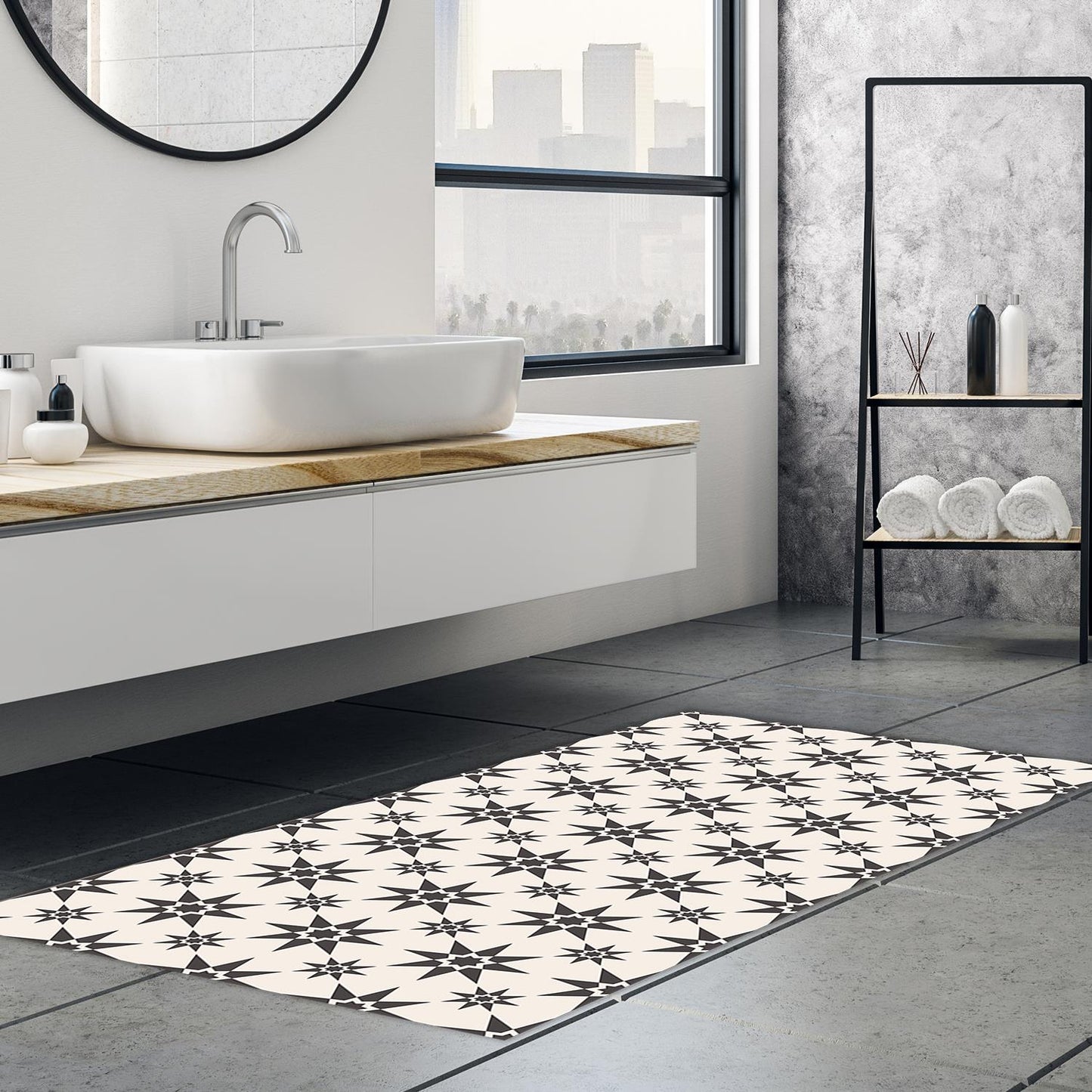 WFM6122 - Alabaster and Pebble Granada Heritage Tiles Rug Mat 120cm x 60 cm