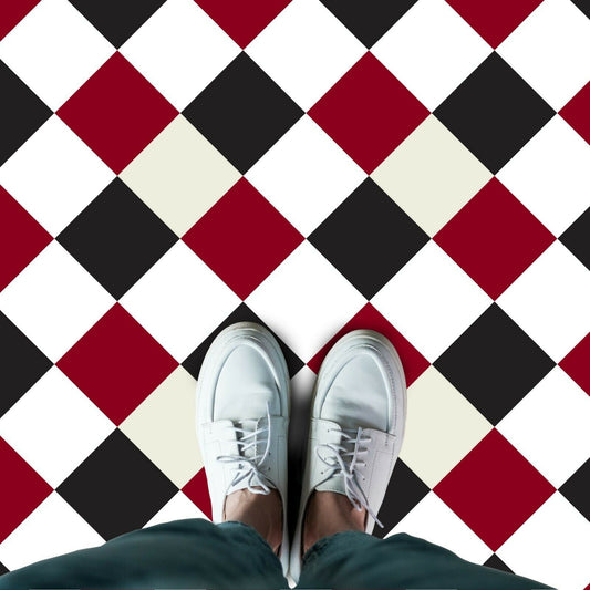 WFS6025 - Victorian Diamond Tiles Floor Stickers 120cm x 60 cm