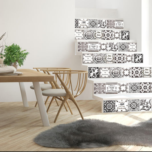 WT1517 - English Quote Retro Brown Tile Sticker - 15 cm x 15 cm - 24 pcs