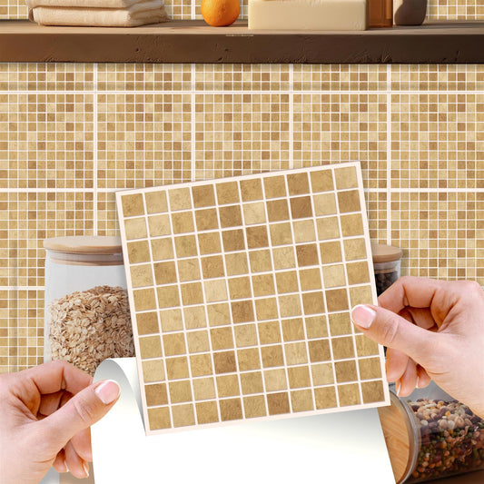 WT1595 - Boticcino Marble Mosaic Wall Tile Sticker Set - 15 x 15 cm (6 x 6 in) - 24 pcs