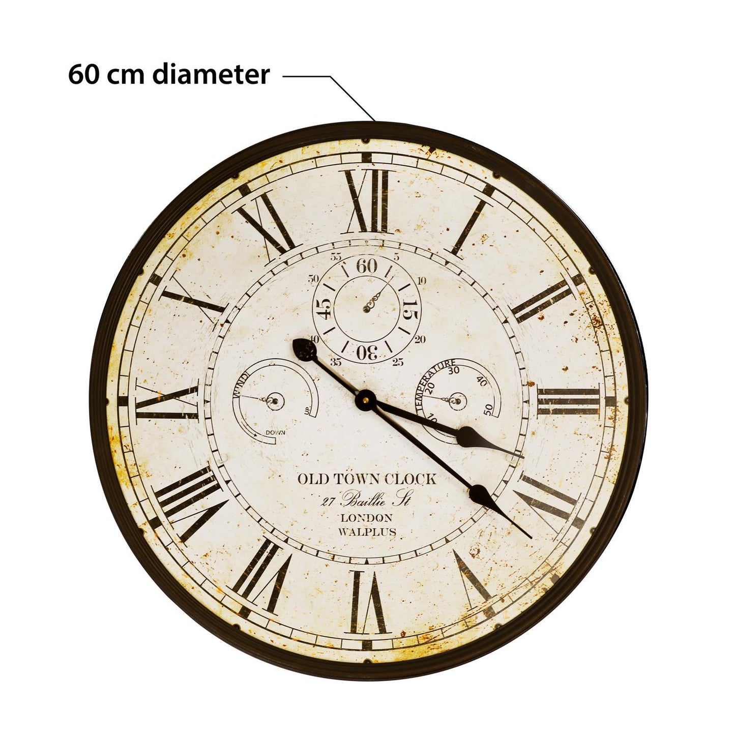 WC2130 - Vintage Rusty looked Metal Wall Clock - 60 cm / 23.6 in