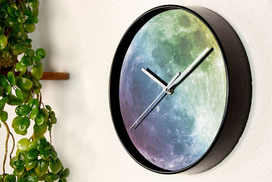 WC2097 - Glow in Dark Colourful Moon Wall Clock - 25 cm / 9.8 in