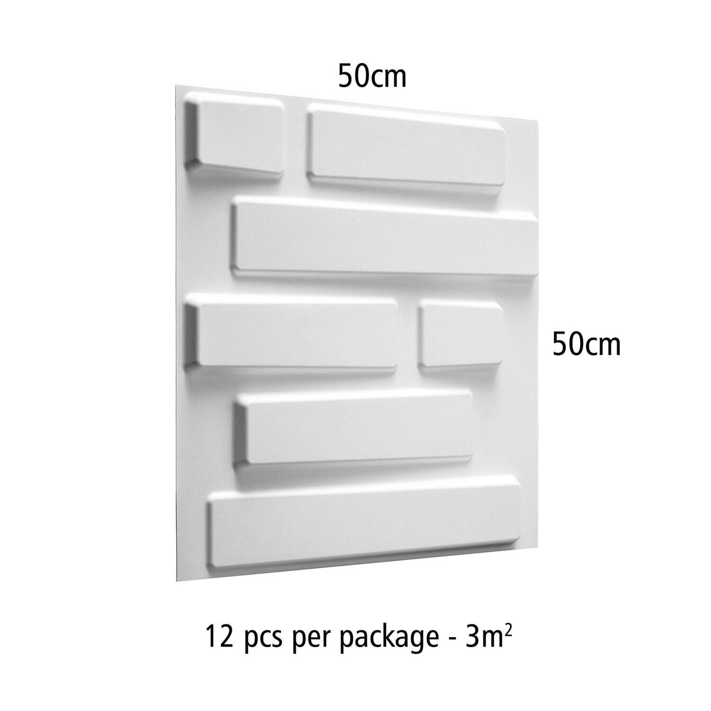 W3DP0002 - GA-WA02 Bricks Eco Friendly 3D Wall Panels Decorative Tiles - 50x50 cm - 12 Boards (for 3 sqm2)
