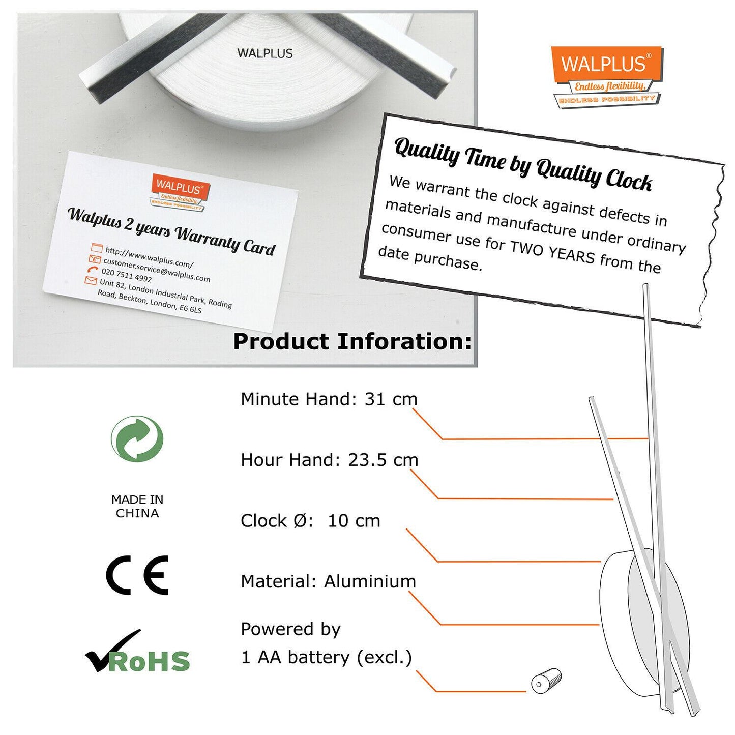 WC2050 - Walplus FlexiClock Black