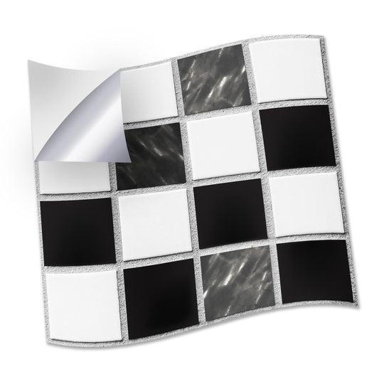 WT1530 - Small Marble Mosaic Tiles Wall Stickers - 15 cm x 15 cm - 24 pcs.