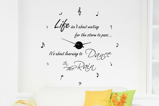 WC2109 - COM - WS4003 + WC2050 - Dance in The Rain Quote Wall Clock