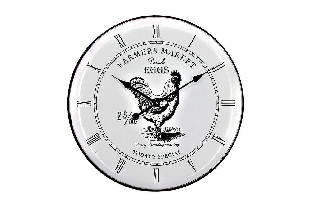 WC2128 - Vintage Rooster Metal Wall Clock - 60 cm / 23.6 in