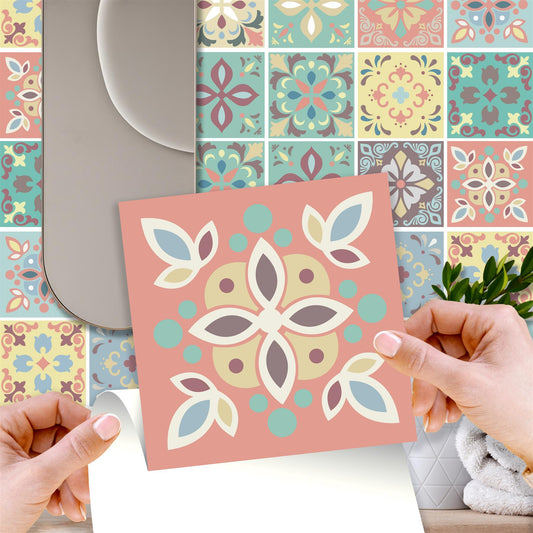 WT1558 - Marbella Colourful Spanish Wall Tile Sticker Set - 15 cm x 15 cm - 24 pcs