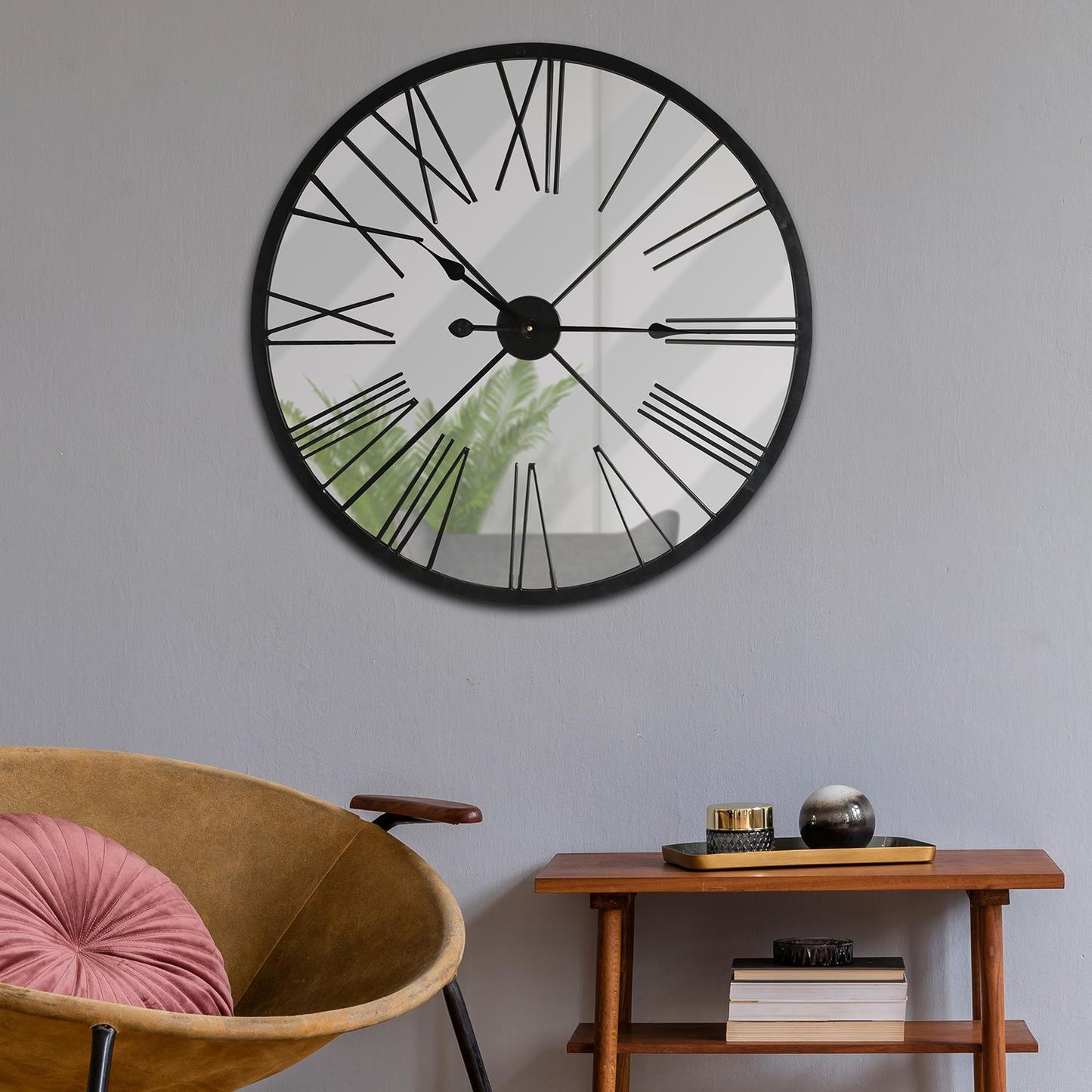 WC2133 - Walplus Rustic Metal Mirror Wall Clock - 70 cm / 27.5 in