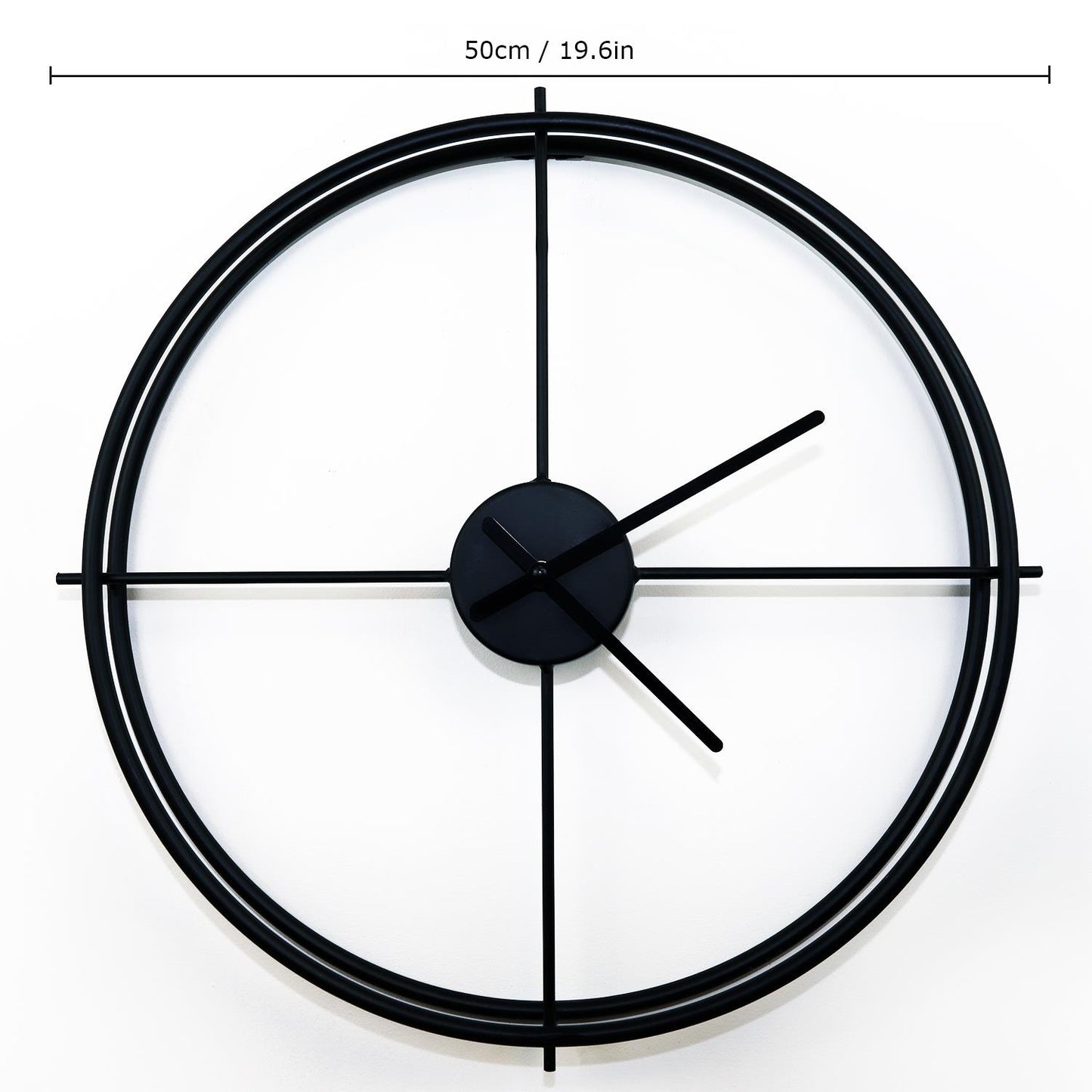 WC2138 - Black Larry's Minimalist Iron Wall Clock - 50 cm / 19.7 in