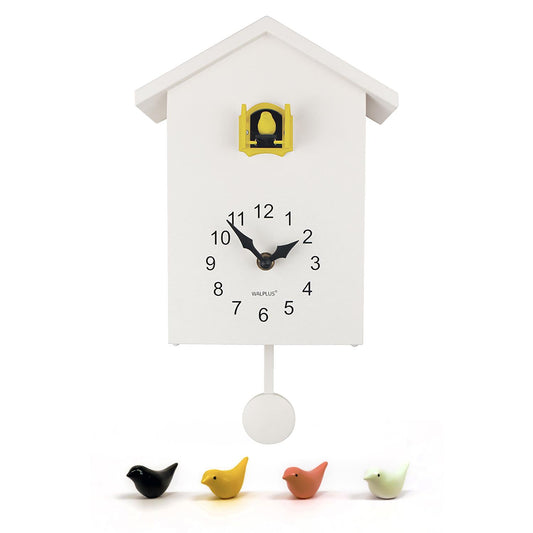 WC2089 - White Cuckoo Clock - Yellow Window