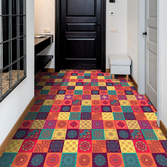 WFS6009 - Colourful Mandala Tiles Floor Sticker 120cm x 60 cm