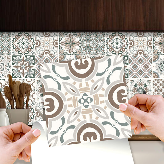 WT1598 - Vintage Victorian Wall Tile Stickers - 15 cm x 15 cm - 24 pcs