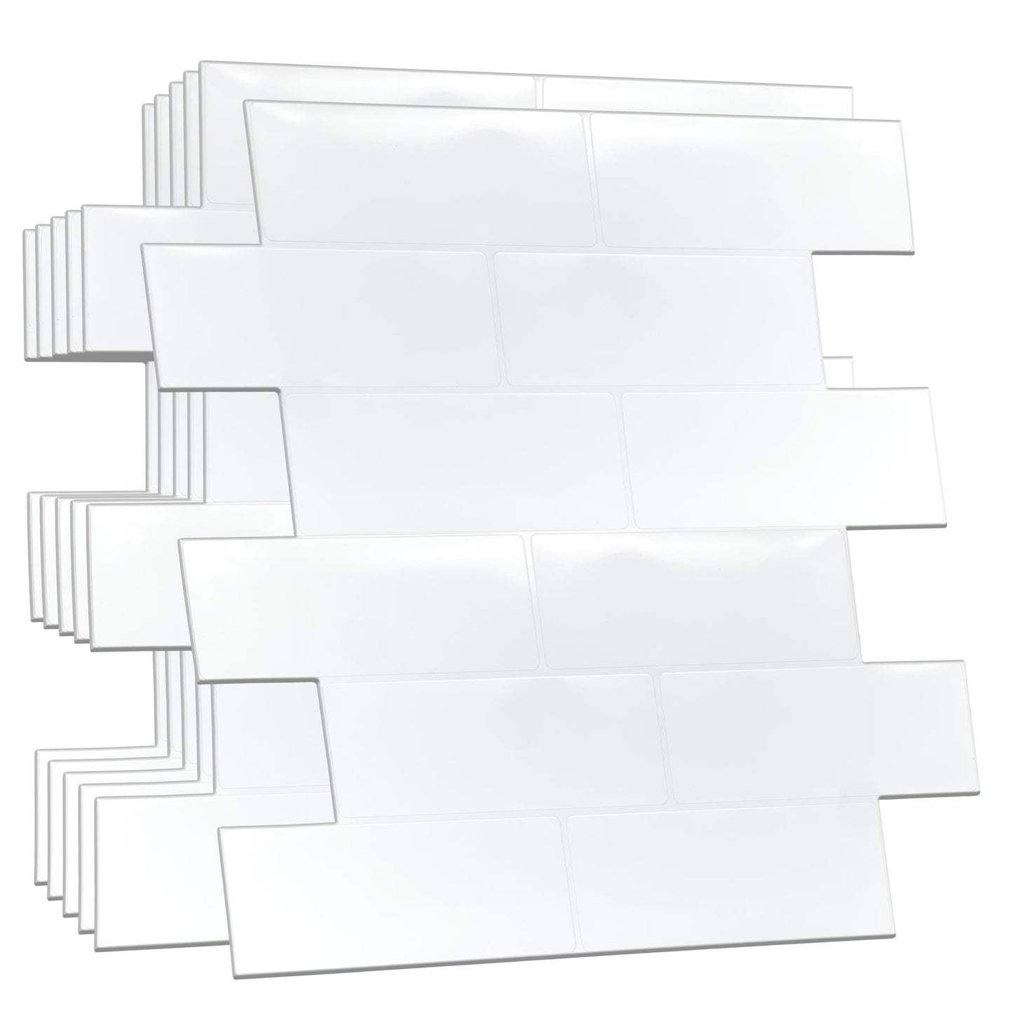 WT3D1804 - Pure White Metro Subway Tile 3D Tile Sticker 30.5 x 15.4cm (12 x 6 in) - 20pcs in a pack
