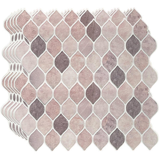 WT3D1824 - Brown Leaf Stone Glossy 3D Tile Sticker 30.5 x 15.4cm (12 x 6 in) - 20pcs in a pack