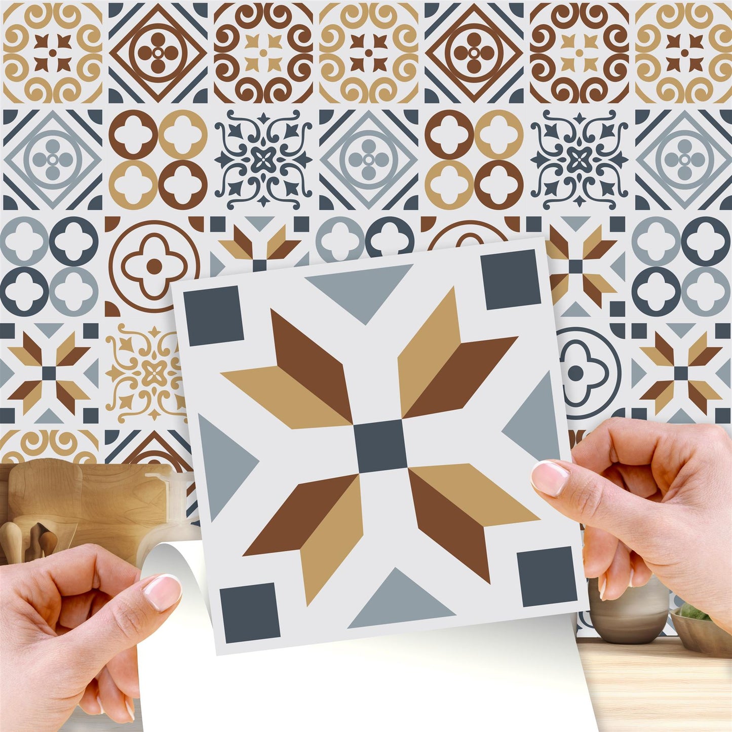WT1504 - Azulejo Tiles Wall Stickers - 15 cm x 15 cm - 24 pcs.