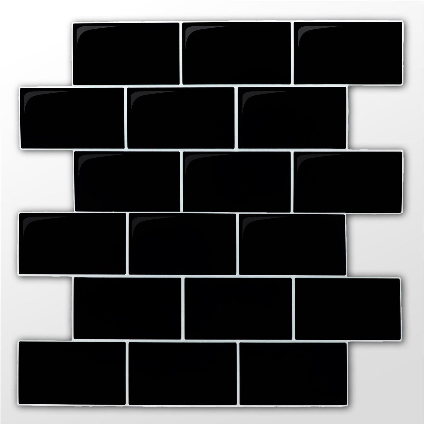 WT3D1806 - Black Metro Subway 3D Tile Sticker 30.5 x 15.4cm (12 x 6 in) - 20pcs in a pack