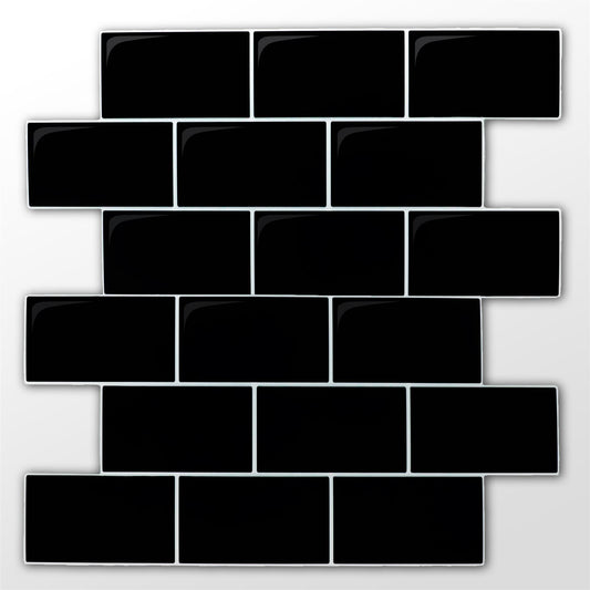 WT3D1806 - Black Metro Subway 3D Tile Sticker 30.5 x 15.4cm (12 x 6 in) - 20pcs in a pack
