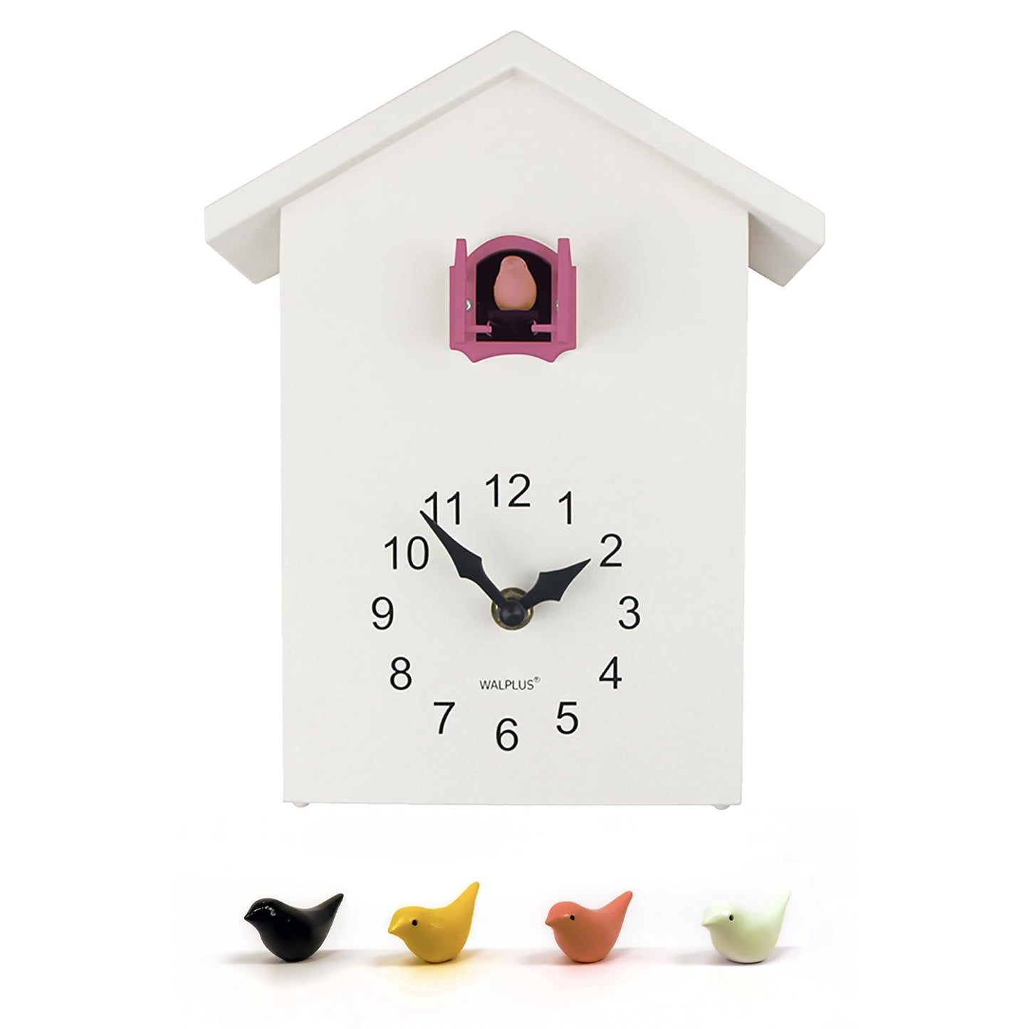 WC2090T - White Cuckoo Table Clock - Pink Window
