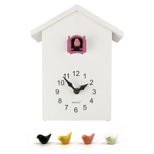 WC2090T - White Cuckoo Table Clock - Pink Window