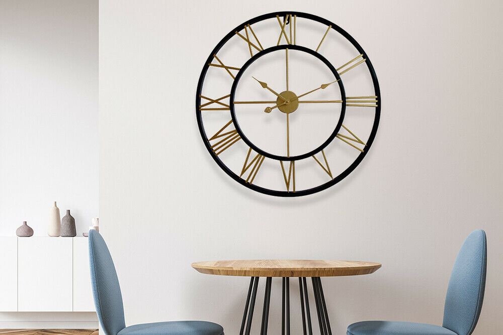 WC2132 - Walplus Black & Gold Roman Wall Clock - 76 cm / 30 in